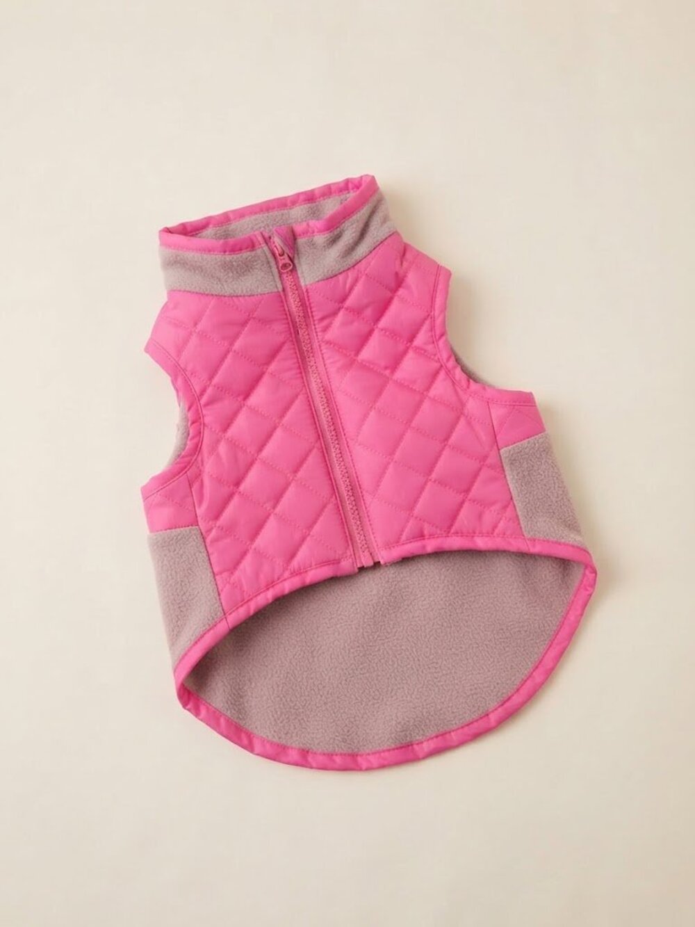 Pink Quilted Fleece Dog Puffer Vest Jacket Medium Winter Pet Apparel